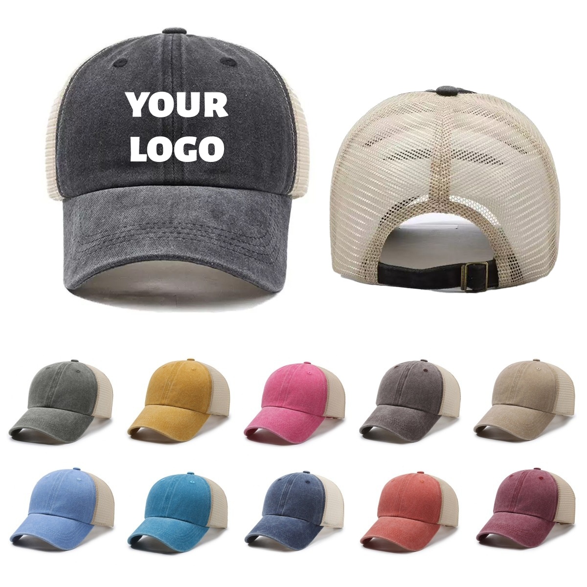 Custom Logo Washed Mesh Cap Br - Visor Sun Hat recension och pris