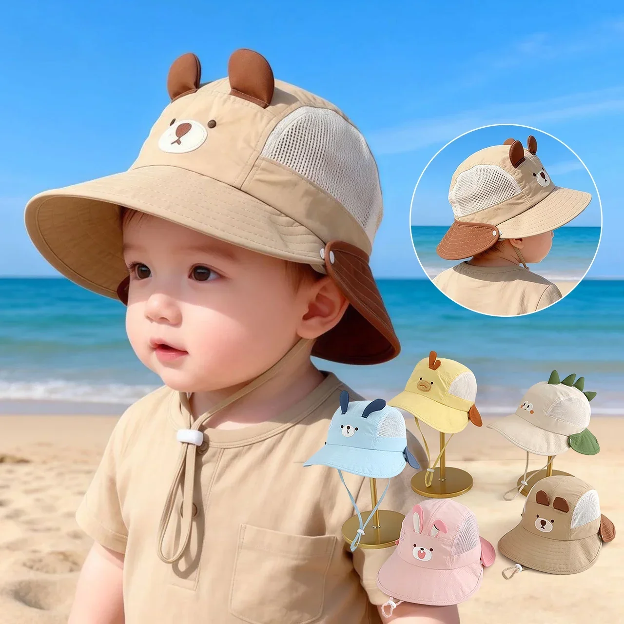 Baby Cartoon Bear Rabbit Ear S - Sun Hat Wide Brim recension och pris