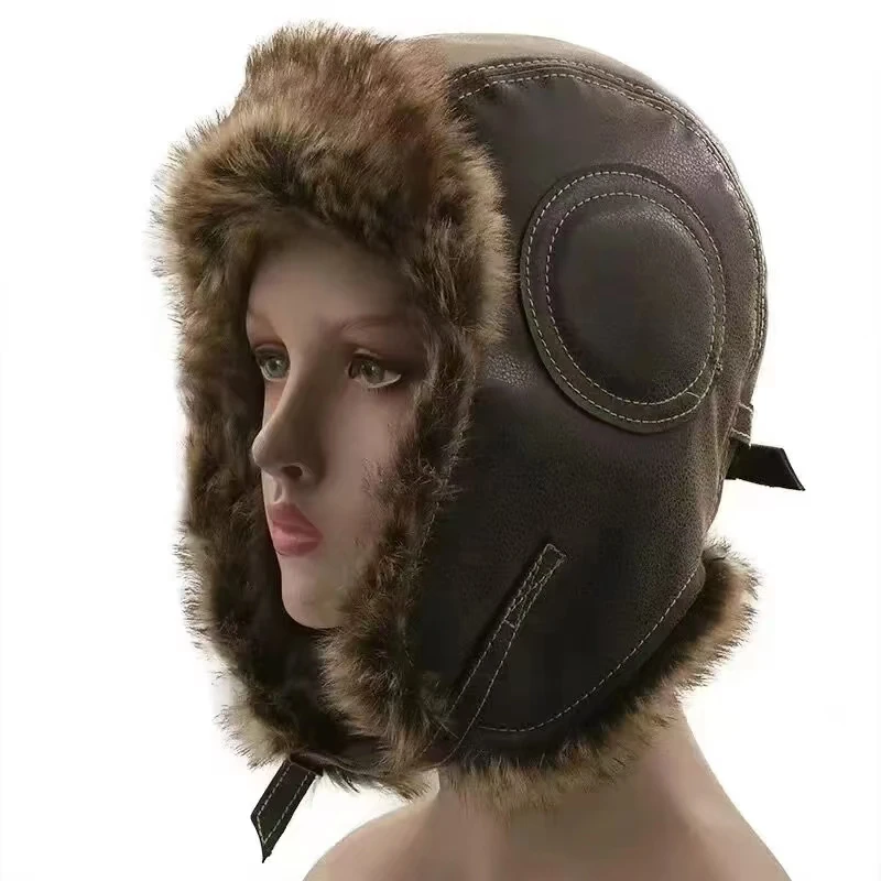 Leather SnowWint Cap With Ear  - Trapper Hat Ear Flap recension och pris