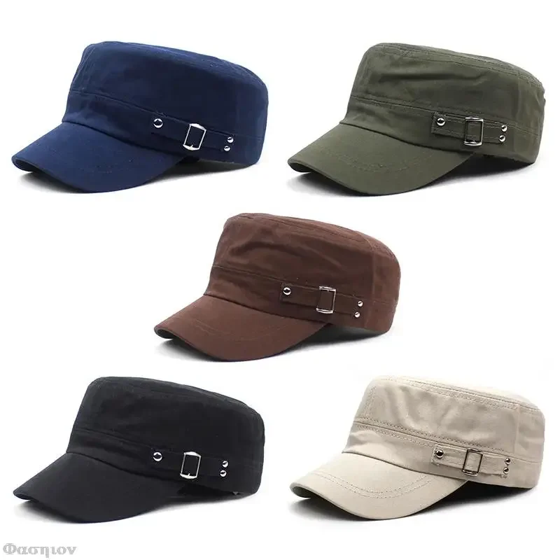 Army Cap Men Women Pure Color  - Snapback Hat Flat recension och pris