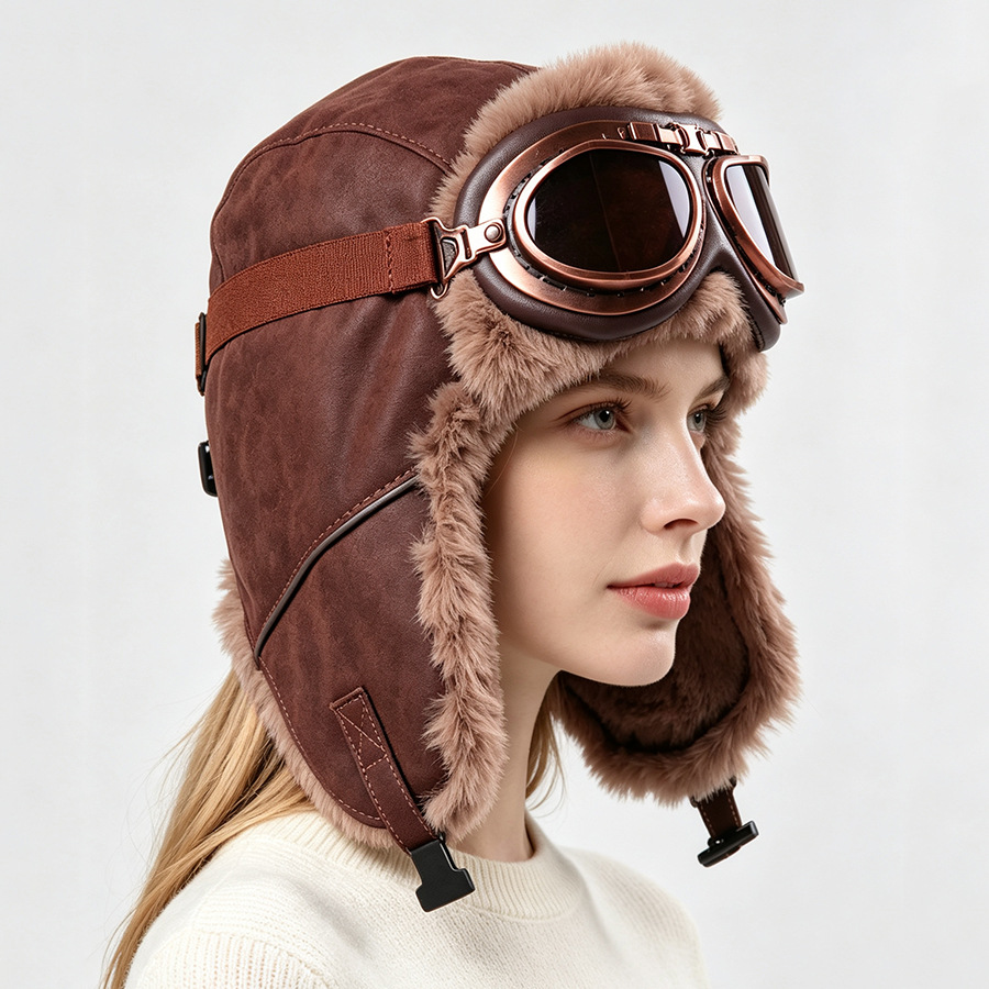 Vintage Aviator Hat with Goggl - Winter Trapper Hat recension och pris